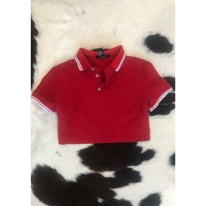 Forever 21 Cropped Red Polo Shirt